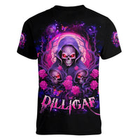 Rose Skull Women V Neck T Shirt DILLIGAG - Wonder Print Shop