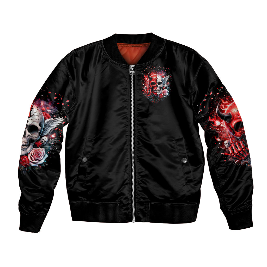 Evil Angel Skull Bomber Jacket Fuck It All And Let My Demons Out To Play - Wonder Print Shop