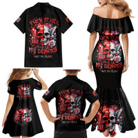 Evil Angel Skull Family Matching Mermaid Dress and Hawaiian Shirt Fuck It All And Let My Demons Out To Play - Wonder Print Shop