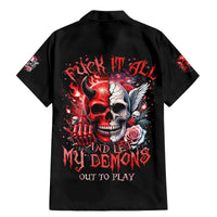 Evil Angel Skull Family Matching Mermaid Dress and Hawaiian Shirt Fuck It All And Let My Demons Out To Play - Wonder Print Shop