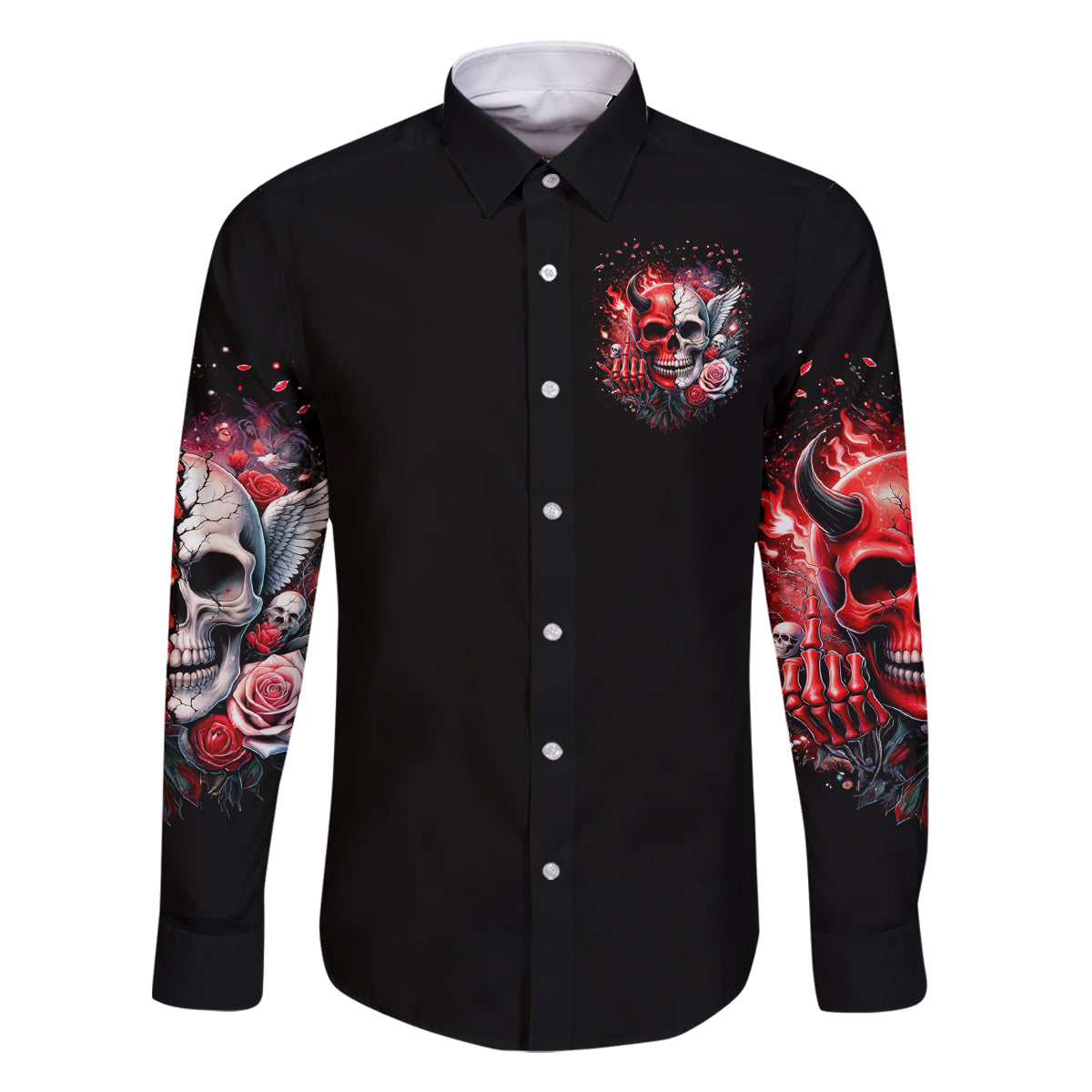 Evil Angel Skull Family Matching Mermaid Dress and Hawaiian Shirt Fuck It All And Let My Demons Out To Play - Wonder Print Shop