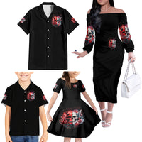 Evil Angel Skull Family Matching Off Shoulder Long Sleeve Dress and Hawaiian Shirt Fuck It All And Let My Demons Out To Play - Wonder Print Shop