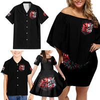 Evil Angel Skull Family Matching Off Shoulder Short Dress and Hawaiian Shirt Fuck It All And Let My Demons Out To Play - Wonder Print Shop