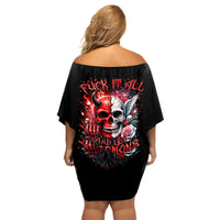 Evil Angel Skull Family Matching Off Shoulder Short Dress and Hawaiian Shirt Fuck It All And Let My Demons Out To Play - Wonder Print Shop