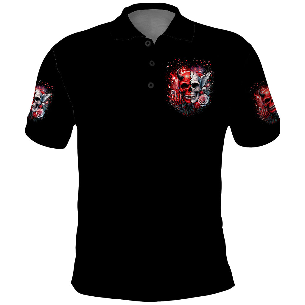 Evil Angel Skull Polo Shirt Fuck It All And Let My Demons Out To Play - Wonder Print Shop
