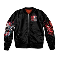 Evil Angel Skull Sleeve Zip Bomber Jacket Fuck It All And Let My Demons Out To Play - Wonder Print Shop