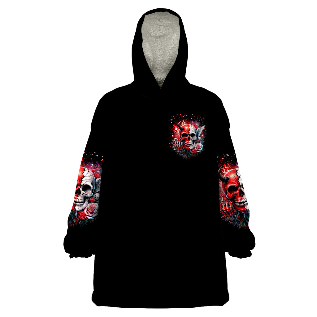 Evil Angel Skull Wearable Blanket Hoodie Fuck It All And Let My Demons Out To Play - Wonder Print Shop
