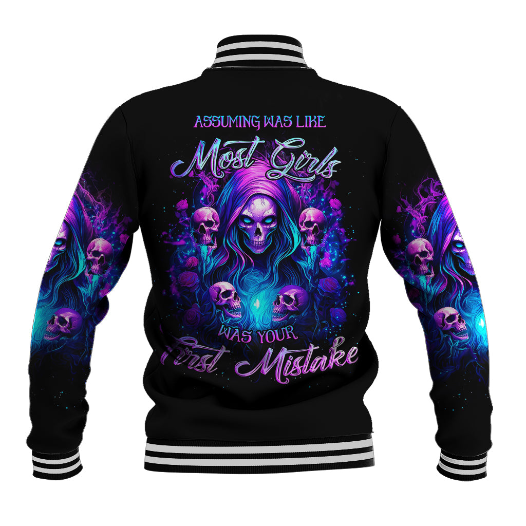 Witch Skull Baseball Jacket Assuming Was Like Most Girls Was Your First Mistake - Wonder Print Shop