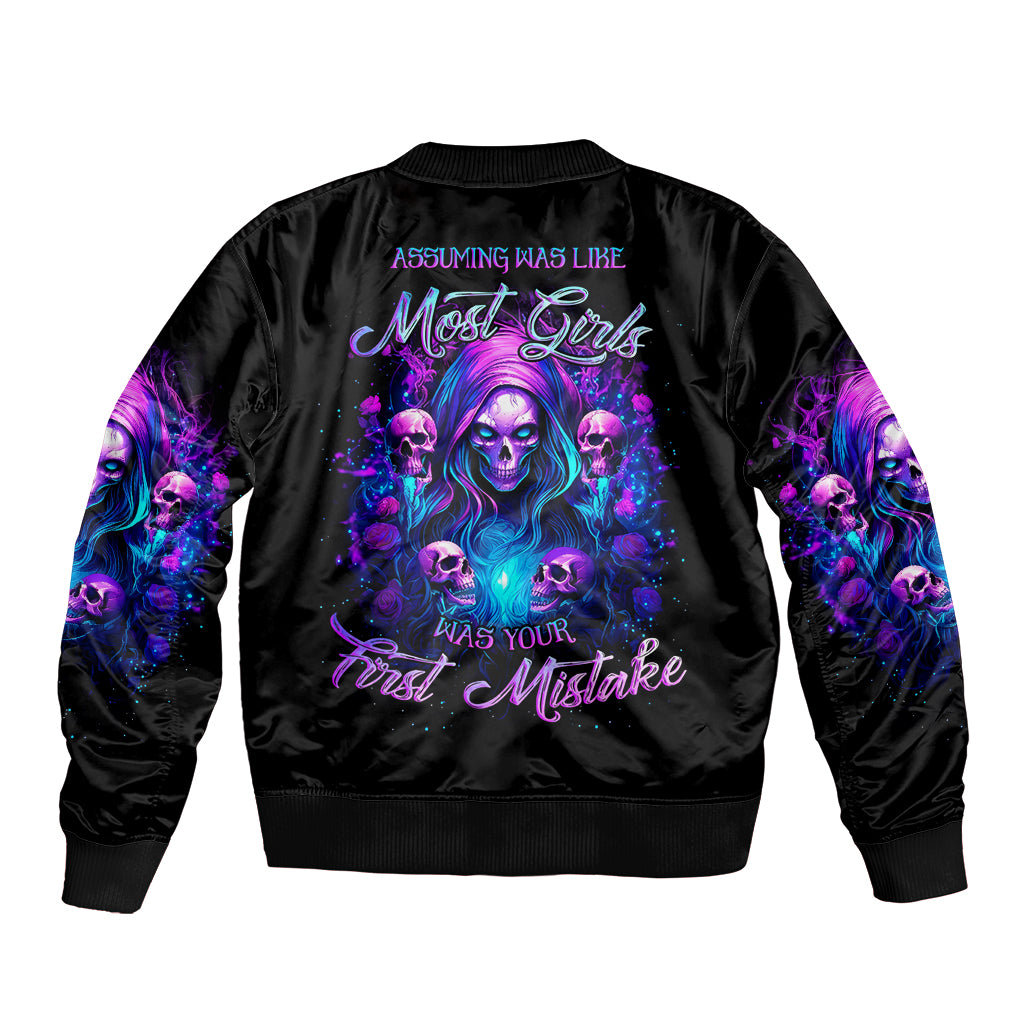 Witch Skull Bomber Jacket Assuming Was Like Most Girls Was Your First Mistake - Wonder Print Shop