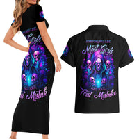 Witch Skull Couples Matching Short Sleeve Bodycon Dress and Hawaiian Shirt Assuming Was Like Most Girls Was Your First Mistake - Wonder Print Shop
