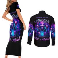 Witch Skull Couples Matching Short Sleeve Bodycon Dress and Long Sleeve Button Shirt Assuming Was Like Most Girls Was Your First Mistake - Wonder Print Shop