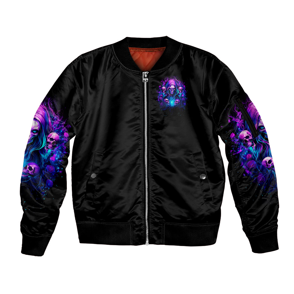 Witch Skull Sleeve Zip Bomber Jacket Assuming Was Like Most Girls Was Your First Mistake - Wonder Print Shop