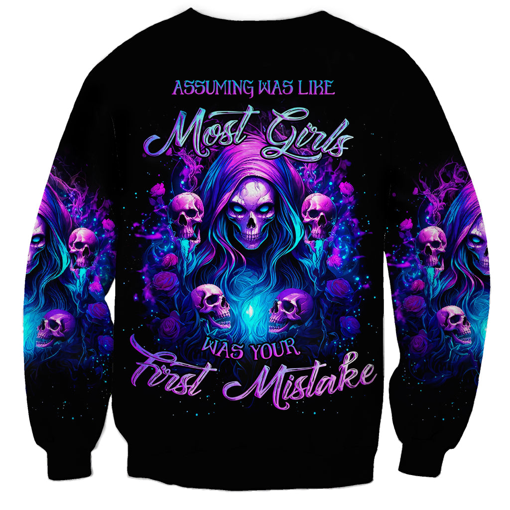 Witch Skull Sweatshirt Assuming Was Like Most Girls Was Your First Mistake - Wonder Print Shop