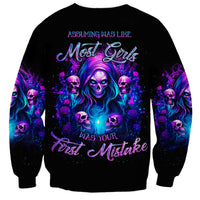 Witch Skull Sweatshirt Assuming Was Like Most Girls Was Your First Mistake - Wonder Print Shop