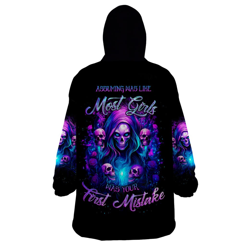 Witch Skull Wearable Blanket Hoodie Assuming Was Like Most Girls Was Your First Mistake - Wonder Print Shop