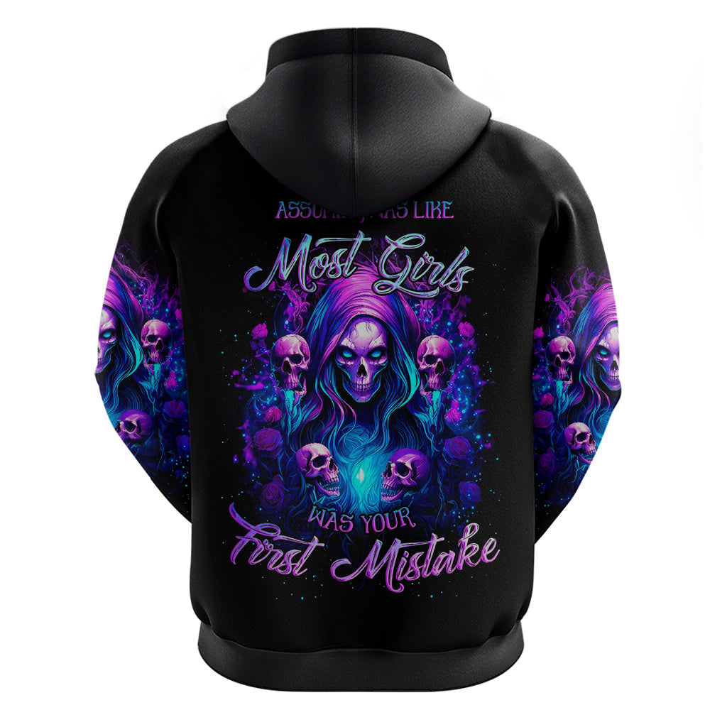 Witch Skull Zip Hoodie Assuming Was Like Most Girls Was Your First Mistake - Wonder Print Shop