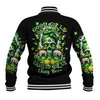 Irish Skull Baseball Jacket Good Girls Drink Wine Badass Girls Thug Beer - Wonder Print Shop