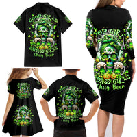 Irish Skull Family Matching Long Sleeve Bodycon Dress and Hawaiian Shirt Good Girls Drink Wine Badass Girls Thug Beer - Wonder Print Shop