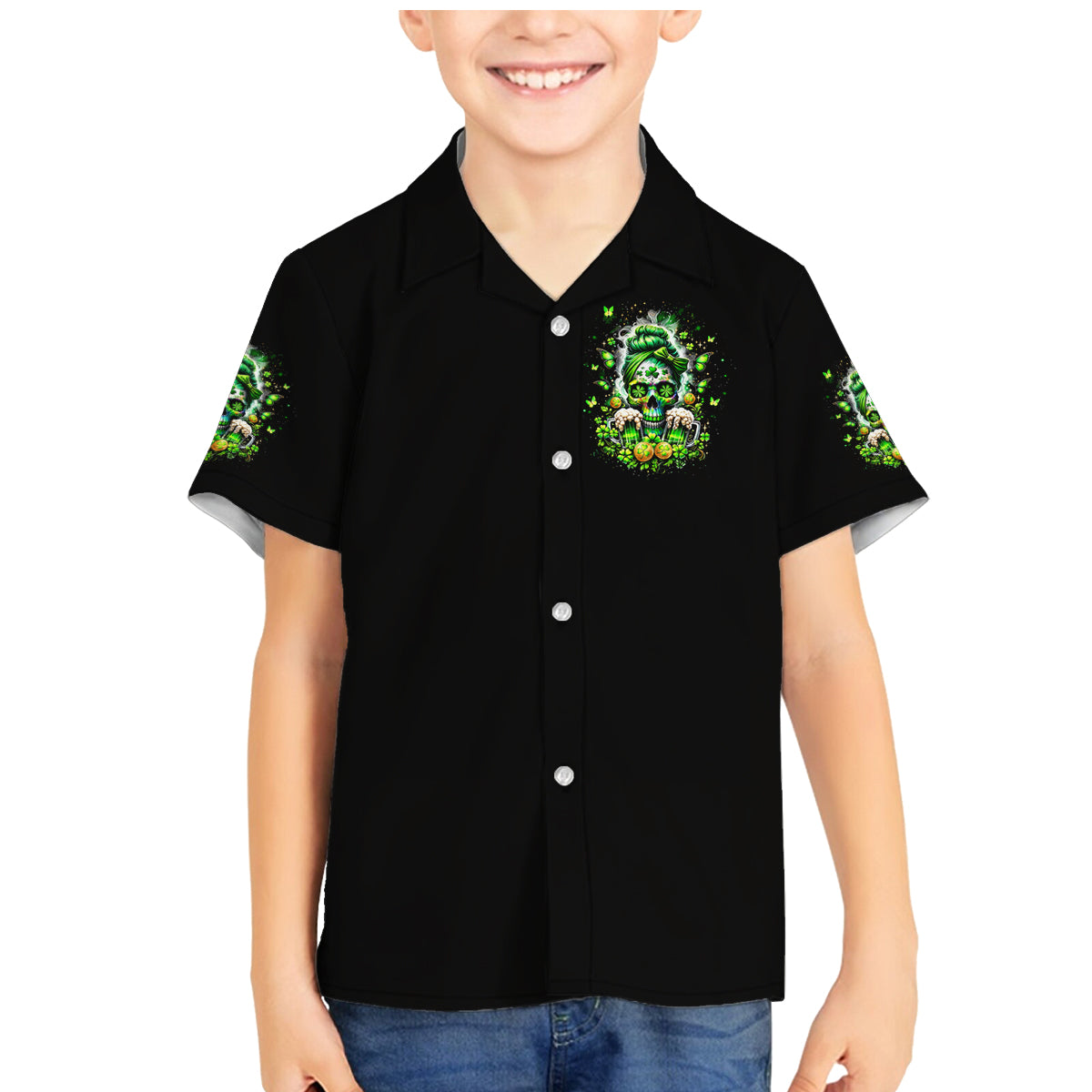 Irish Skull Family Matching Mermaid Dress and Hawaiian Shirt Good Girls Drink Wine Badass Girls Thug Beer - Wonder Print Shop