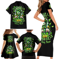Irish Skull Family Matching Short Sleeve Bodycon Dress and Hawaiian Shirt Good Girls Drink Wine Badass Girls Thug Beer - Wonder Print Shop