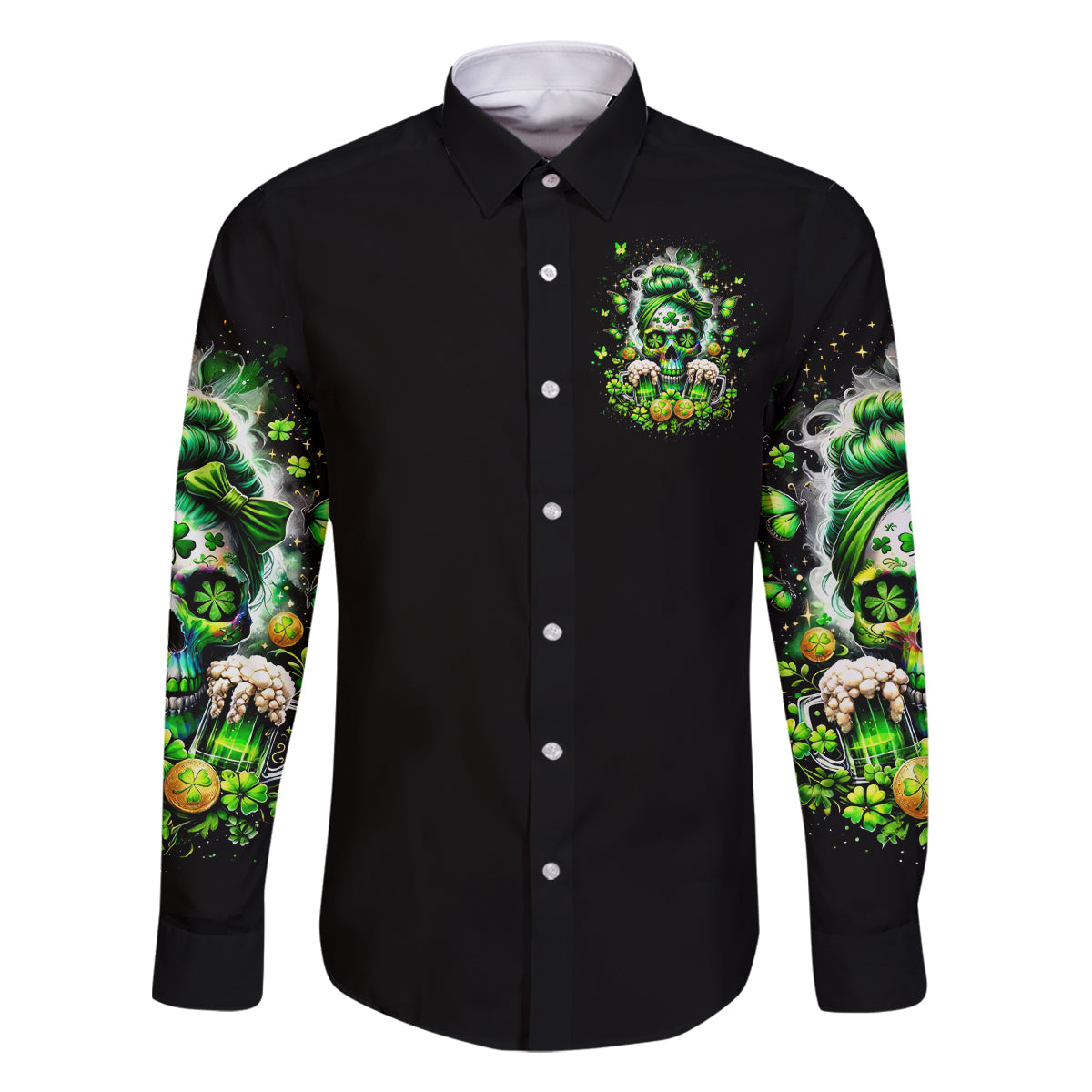 Irish Skull Family Matching Summer Maxi Dress and Hawaiian Shirt Good Girls Drink Wine Badass Girls Thug Beer - Wonder Print Shop