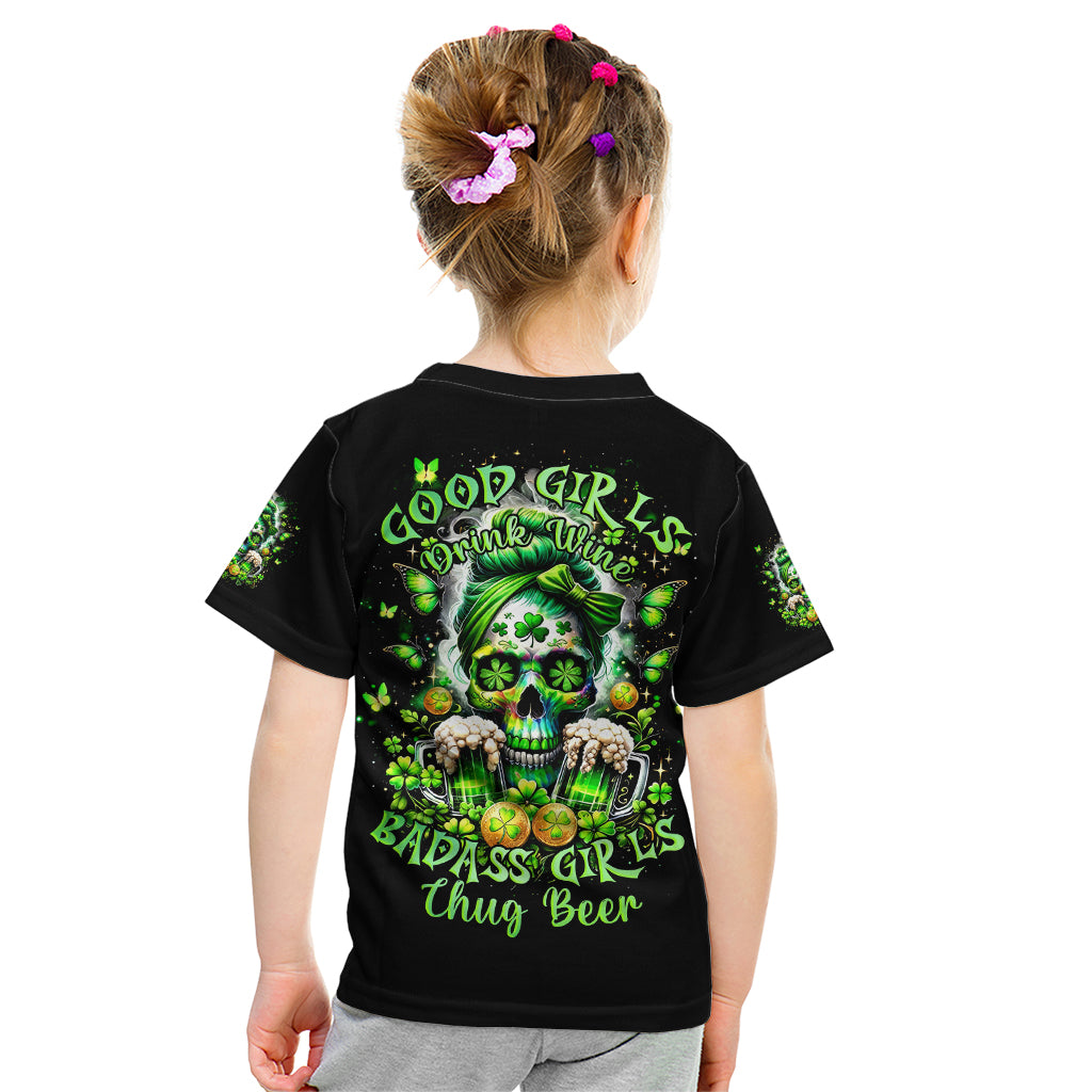 Irish Skull Kid T Shirt Good Girls Drink Wine Badass Girls Thug Beer - Wonder Print Shop