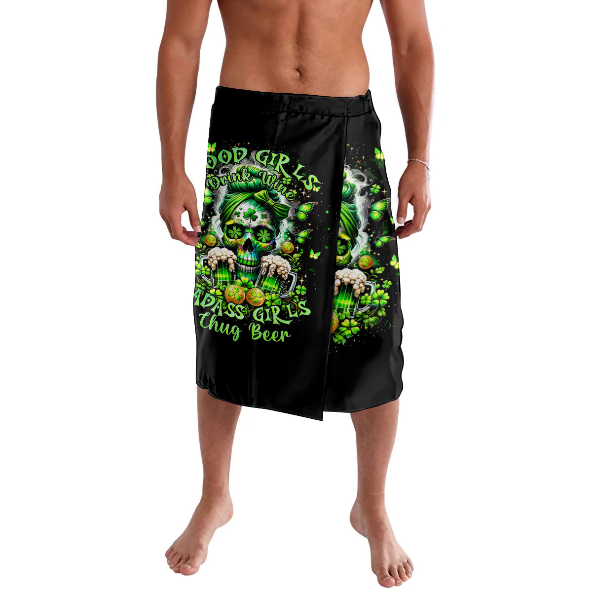 Irish Skull Lavalava Good Girls Drink Wine Badass Girls Thug Beer - Wonder Print Shop