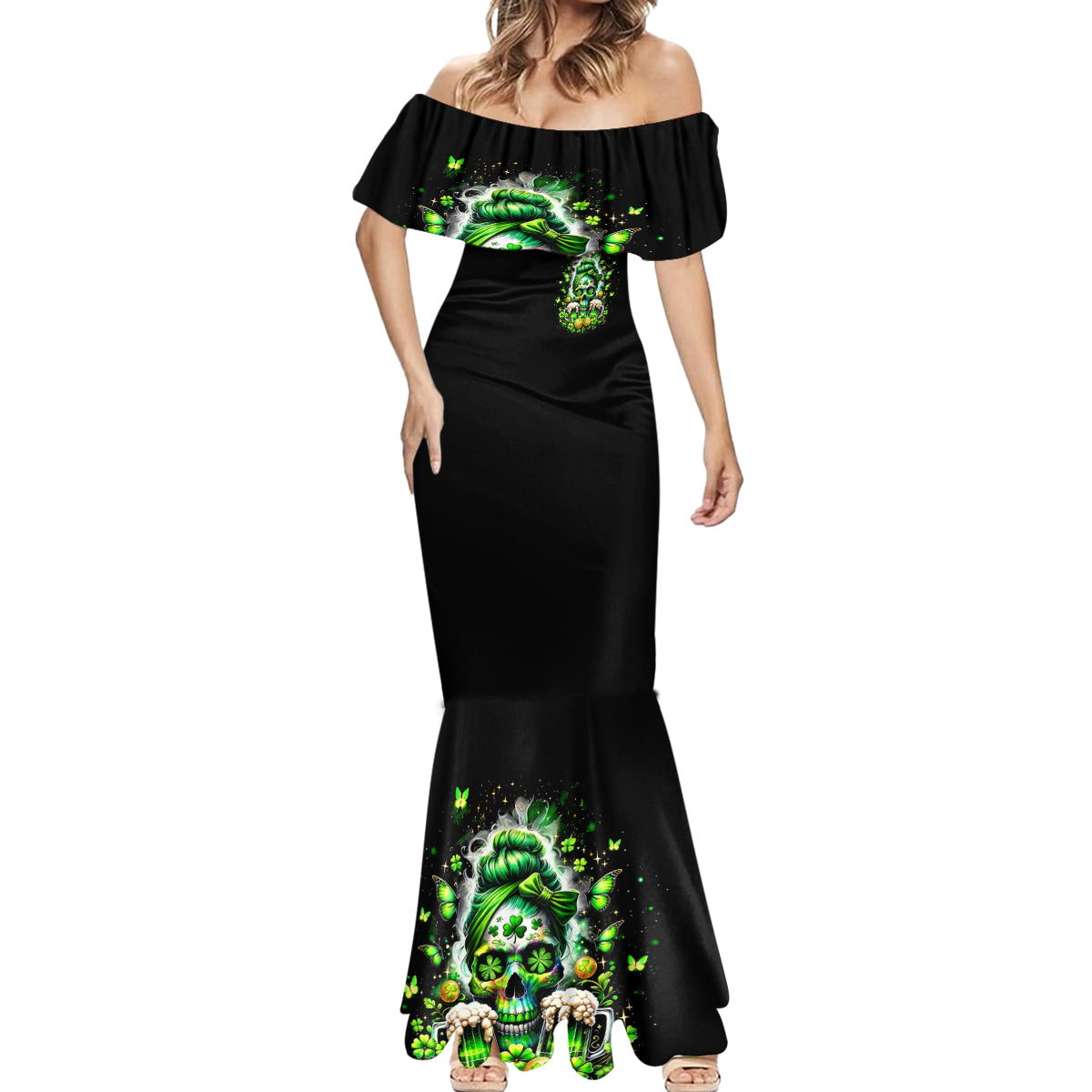 Irish Skull Mermaid Dress Good Girls Drink Wine Badass Girls Thug Beer - Wonder Print Shop
