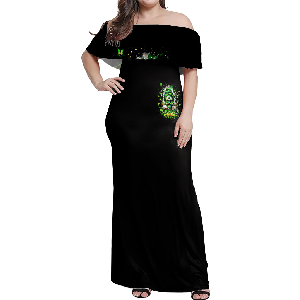 Irish Skull Off Shoulder Maxi Dress Good Girls Drink Wine Badass Girls Thug Beer - Wonder Print Shop