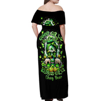Irish Skull Off Shoulder Maxi Dress Good Girls Drink Wine Badass Girls Thug Beer - Wonder Print Shop