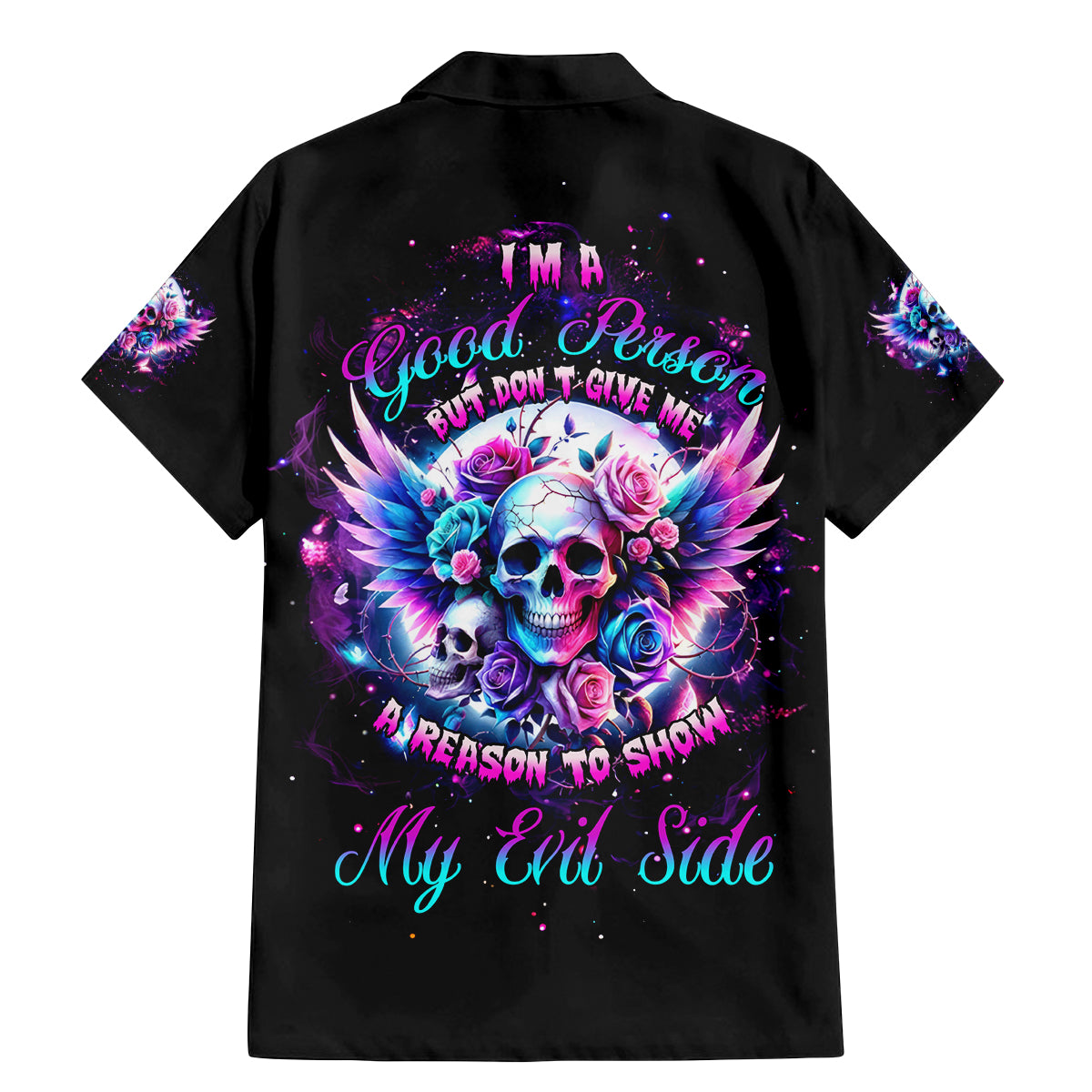 Wings Skll Family Matching Mermaid Dress and Hawaiian Shirt I'm A Good Person But Don't Give Me A Reason To Show My Evil - Wonder Print Shop