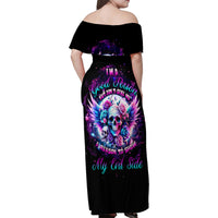 Wings Skll Family Matching Off Shoulder Maxi Dress and Hawaiian Shirt I'm A Good Person But Don't Give Me A Reason To Show My Evil - Wonder Print Shop