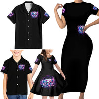 Wings Skll Family Matching Short Sleeve Bodycon Dress and Hawaiian Shirt I'm A Good Person But Don't Give Me A Reason To Show My Evil - Wonder Print Shop