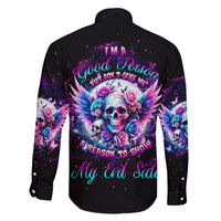 Wings Skll Family Matching Short Sleeve Bodycon Dress and Hawaiian Shirt I'm A Good Person But Don't Give Me A Reason To Show My Evil - Wonder Print Shop