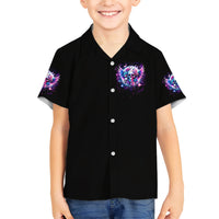 Wings Skll Family Matching Short Sleeve Bodycon Dress and Hawaiian Shirt I'm A Good Person But Don't Give Me A Reason To Show My Evil - Wonder Print Shop