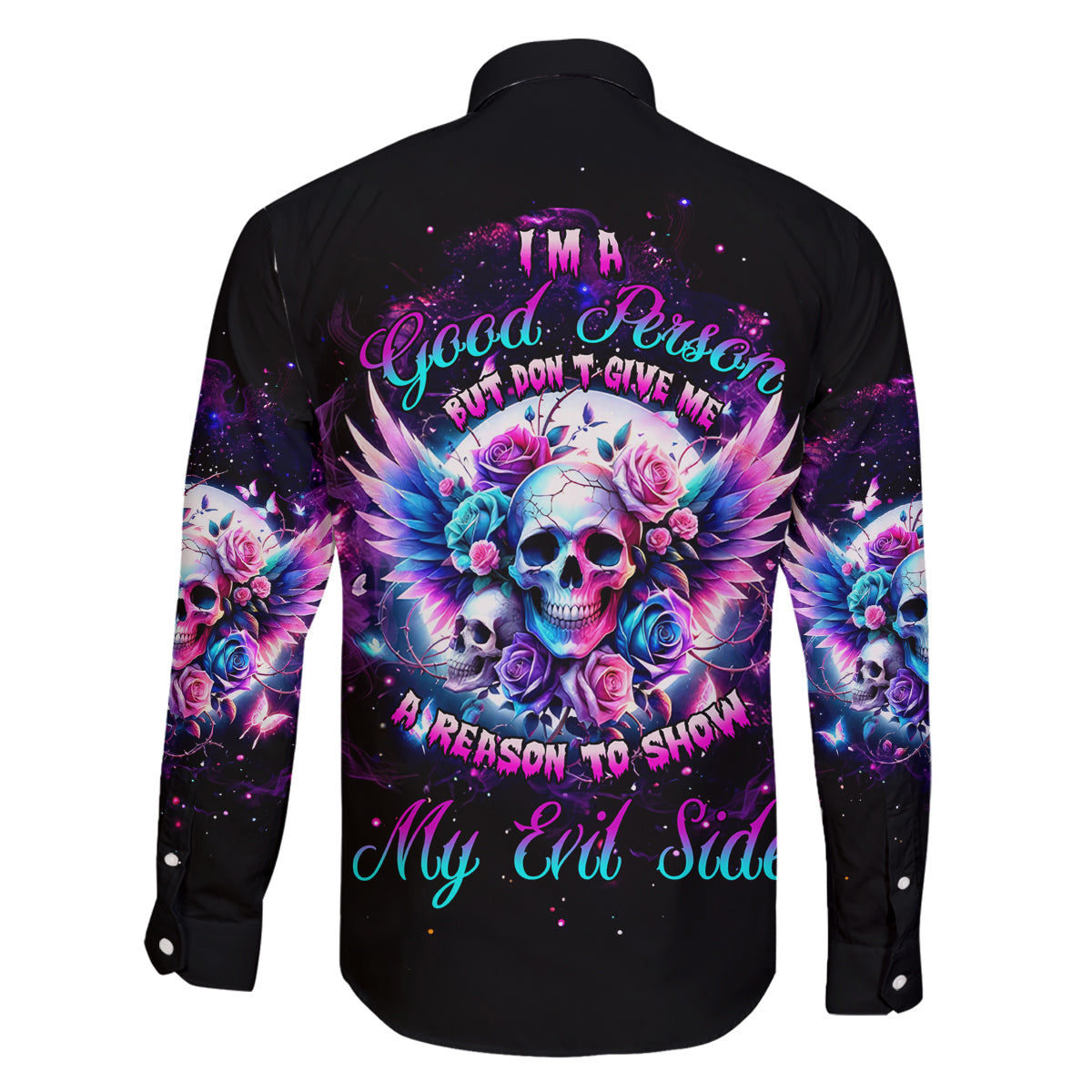 Wings Skll Family Matching Tank Maxi Dress and Hawaiian Shirt I'm A Good Person But Don't Give Me A Reason To Show My Evil - Wonder Print Shop