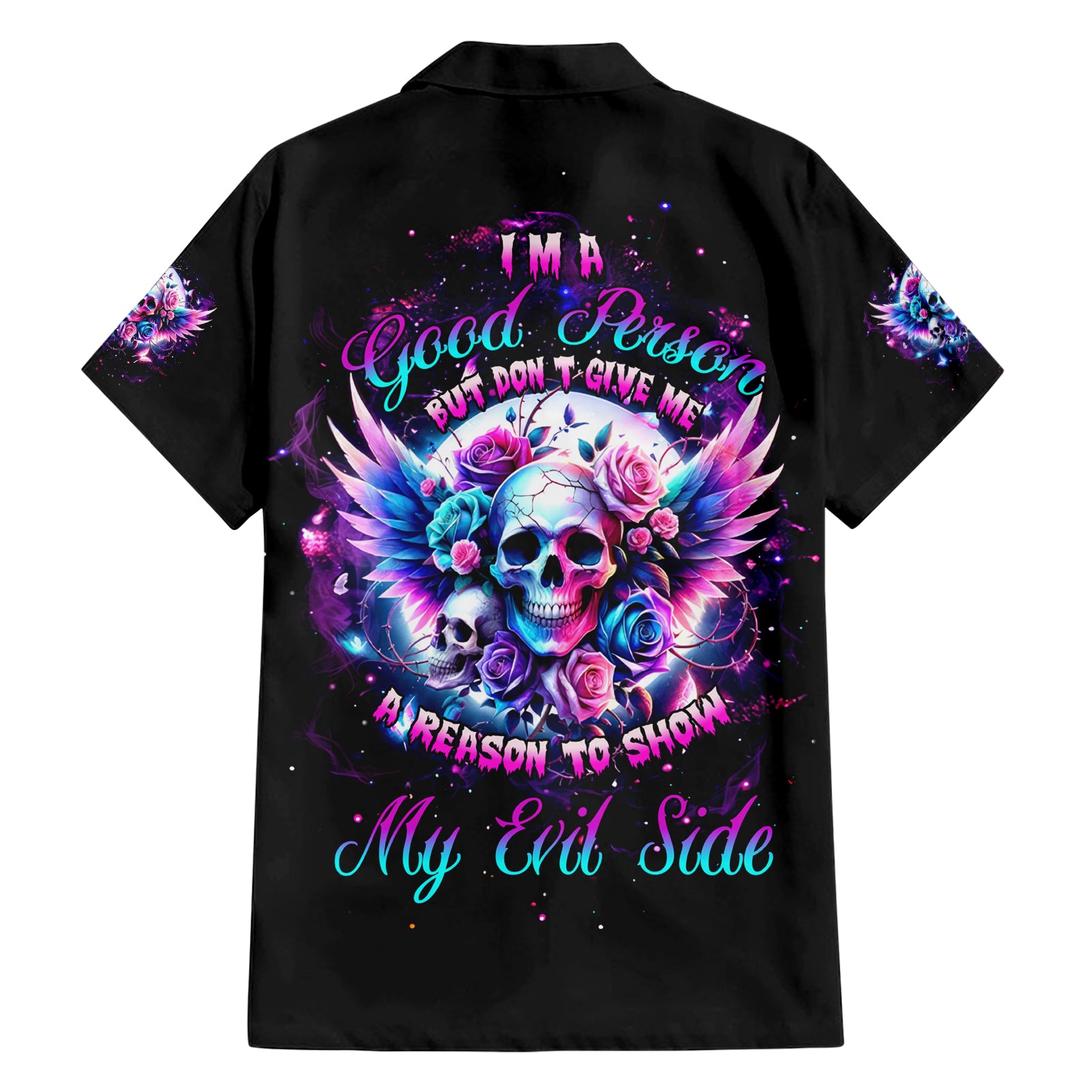 Wings Skll Hawaiian Shirt I'm A Good Person But Don't Give Me A Reason To Show My Evil - Wonder Print Shop