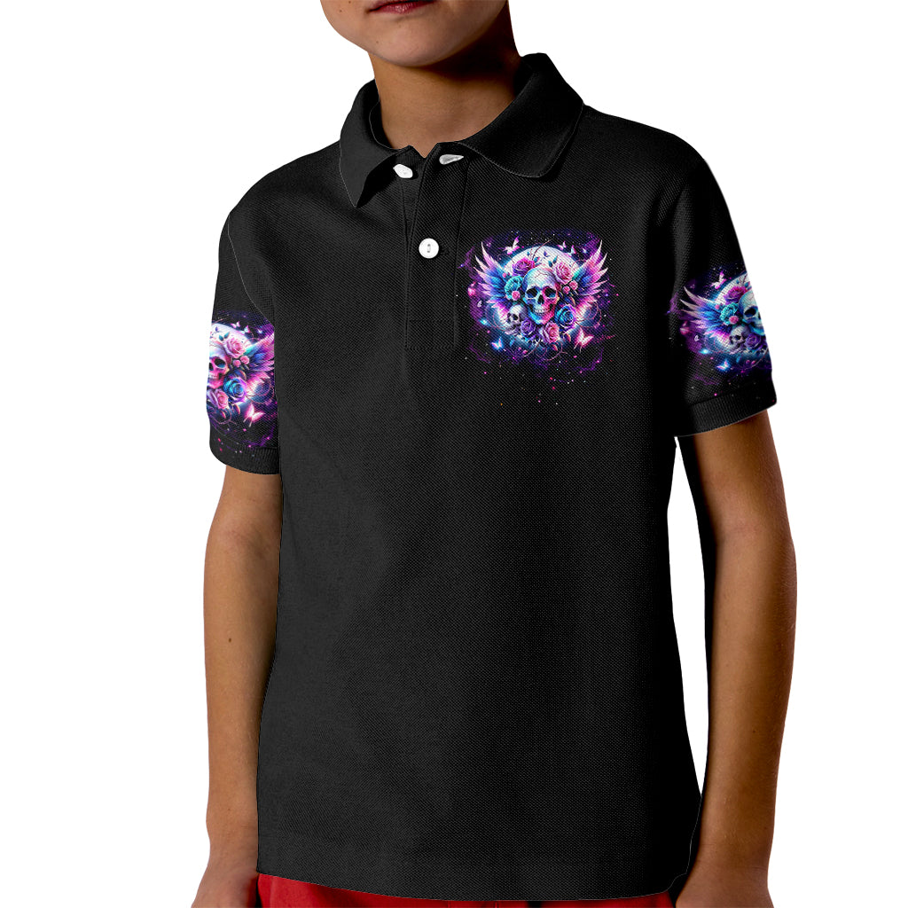 Wings Skll Kid Polo Shirt I'm A Good Person But Don't Give Me A Reason To Show My Evil - Wonder Print Shop