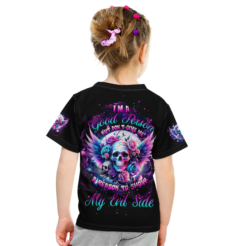 Wings Skll Kid T Shirt I'm A Good Person But Don't Give Me A Reason To Show My Evil - Wonder Print Shop