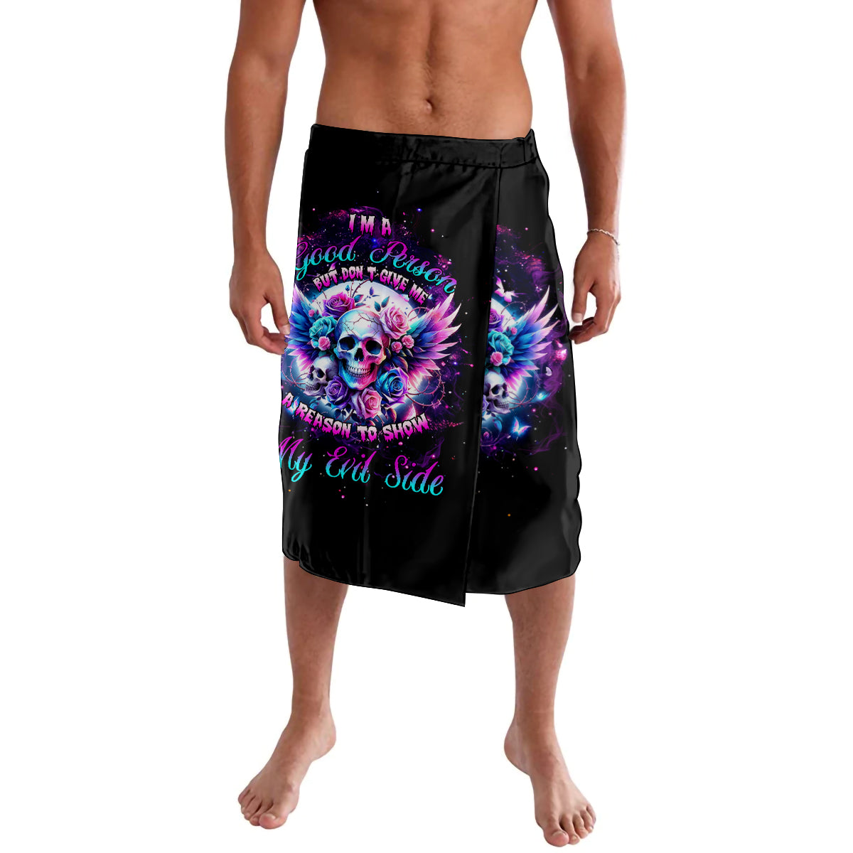 Wings Skll Lavalava I'm A Good Person But Don't Give Me A Reason To Show My Evil - Wonder Print Shop