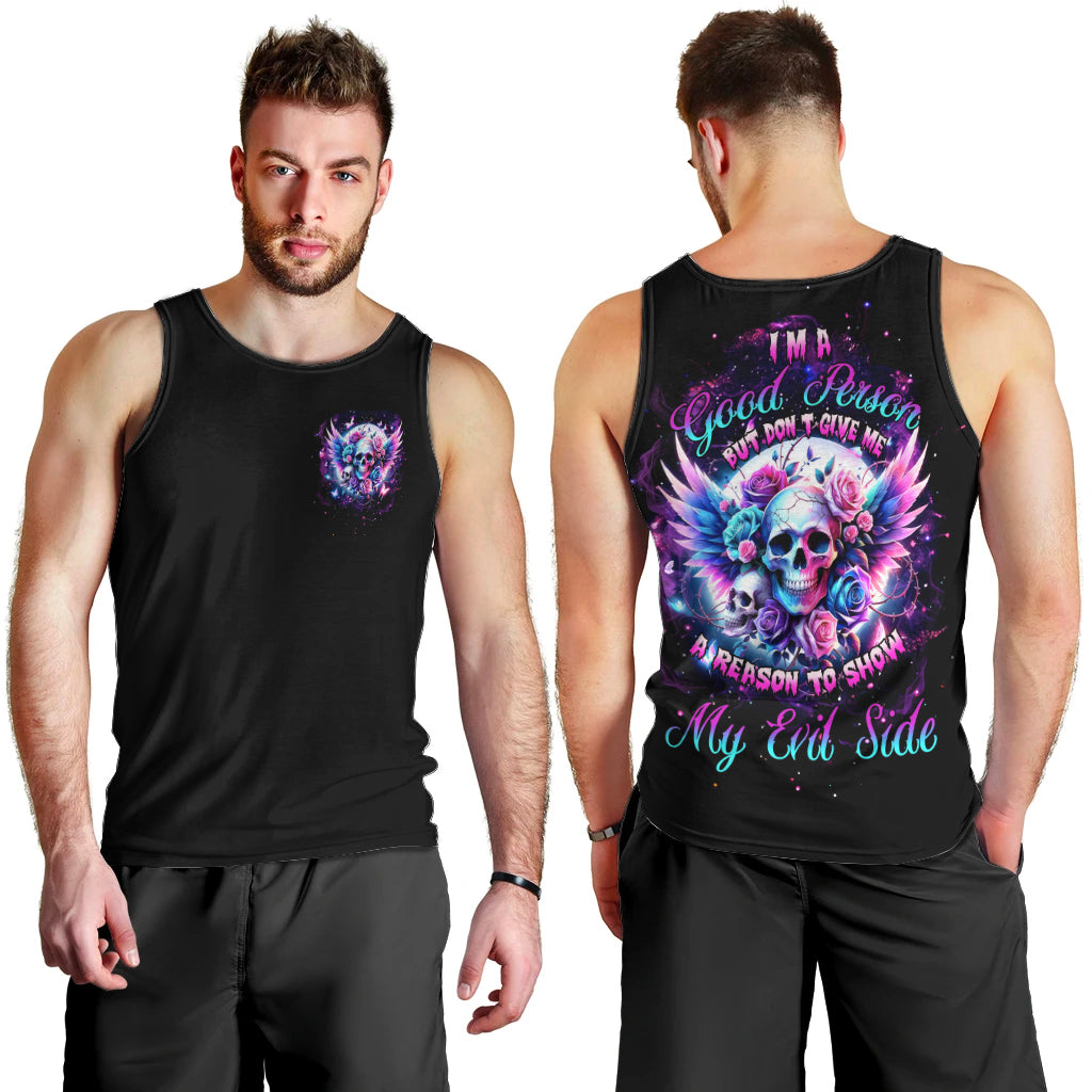 Wings Skll Men Tank Top I'm A Good Person But Don't Give Me A Reason To Show My Evil - Wonder Print Shop