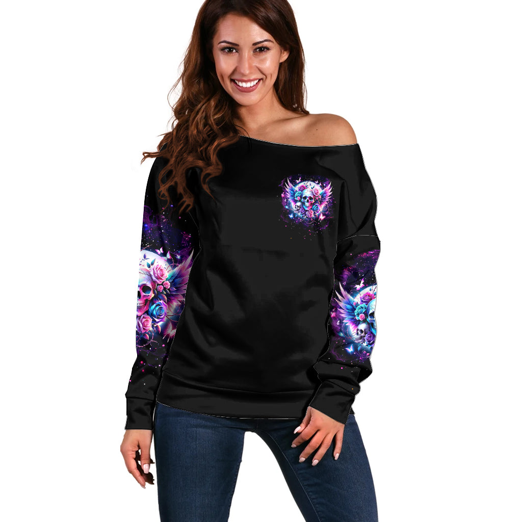 Wings Skll Off Shoulder Sweater I'm A Good Person But Don't Give Me A Reason To Show My Evil - Wonder Print Shop