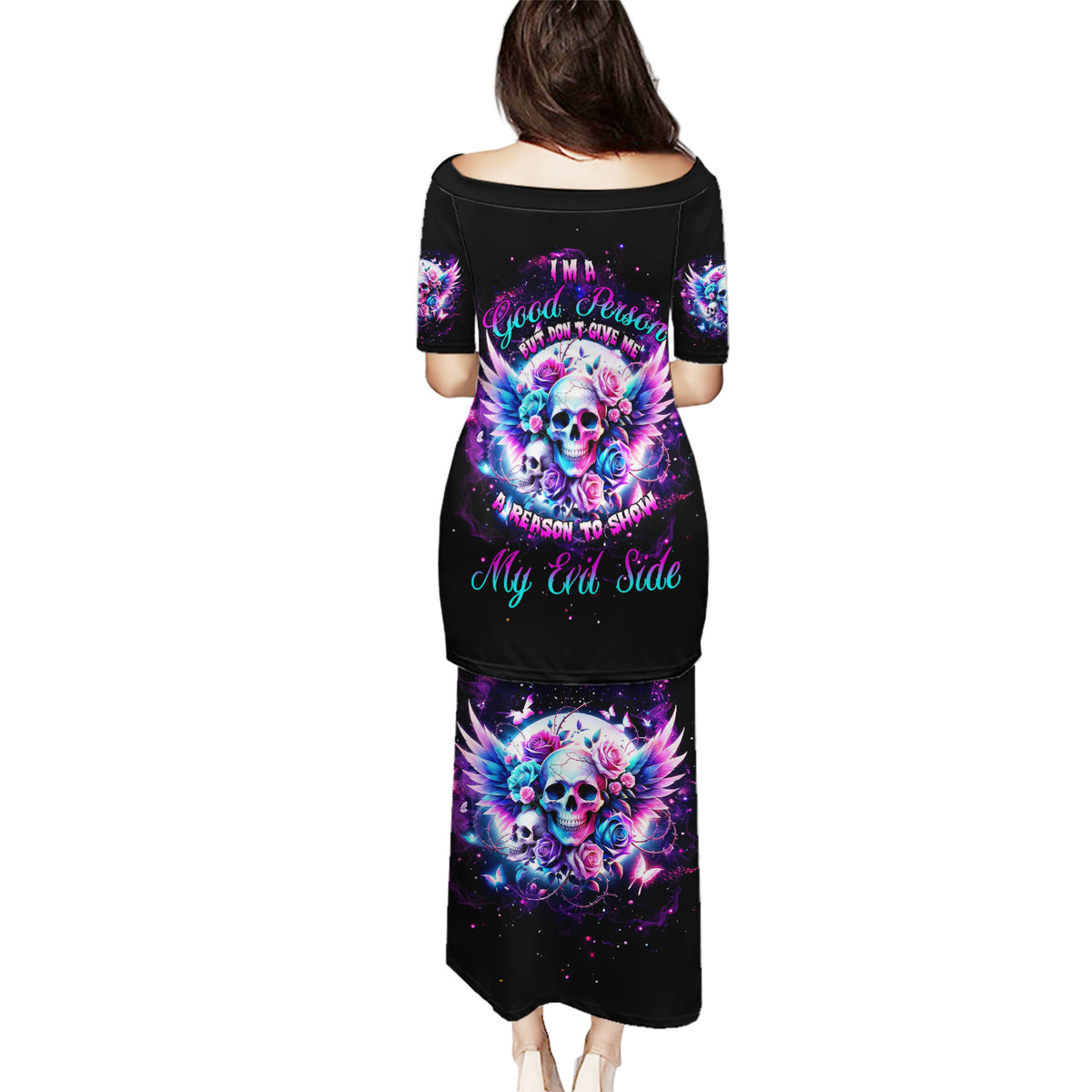 Wings Skll Puletasi I'm A Good Person But Don't Give Me A Reason To Show My Evil - Wonder Print Shop