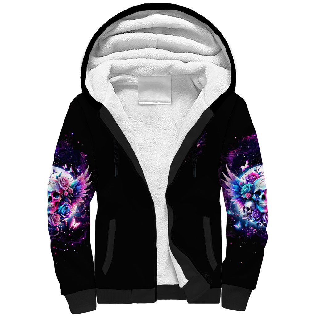 Wings Skll Sherpa Hoodie I'm A Good Person But Don't Give Me A Reason To Show My Evil - Wonder Print Shop