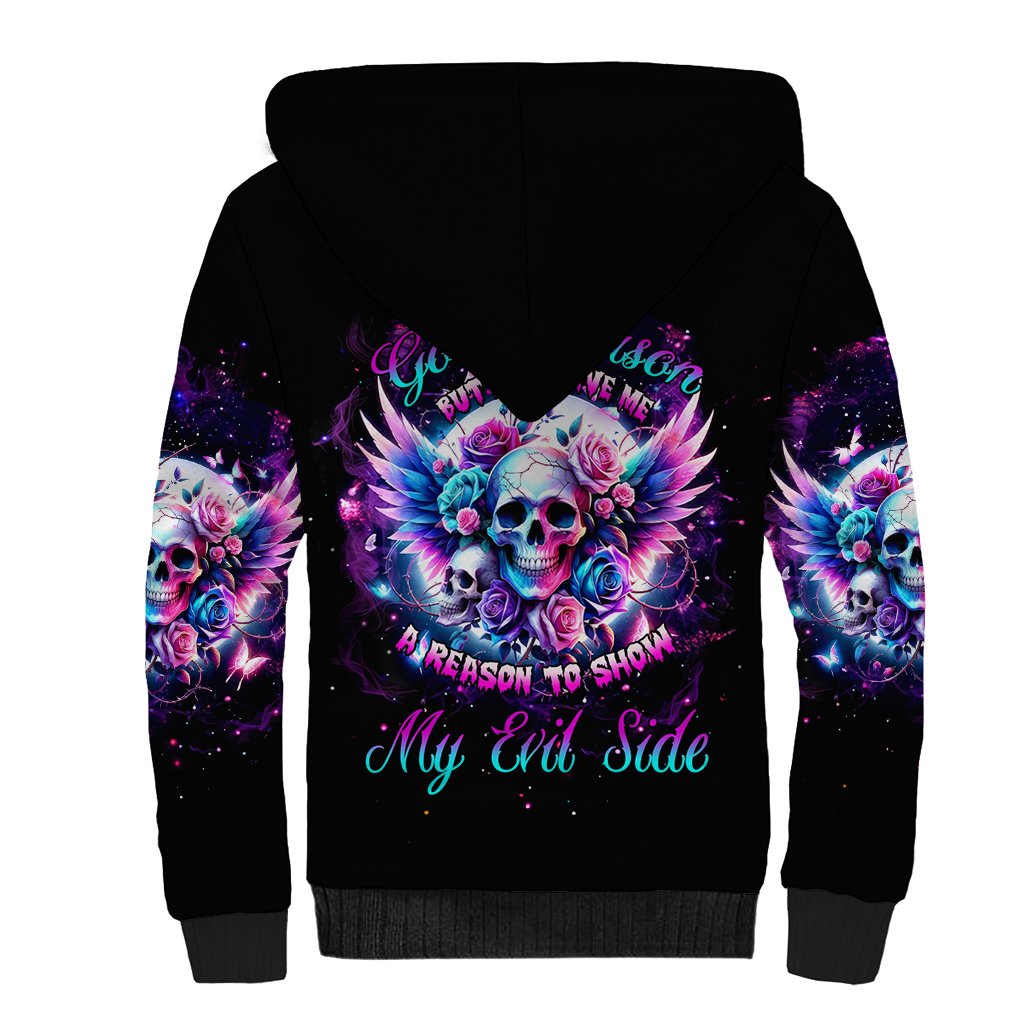 Wings Skll Sherpa Hoodie I'm A Good Person But Don't Give Me A Reason To Show My Evil - Wonder Print Shop