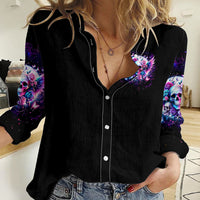 Wings Skll Women Casual Shirt I'm A Good Person But Don't Give Me A Reason To Show My Evil - Wonder Print Shop