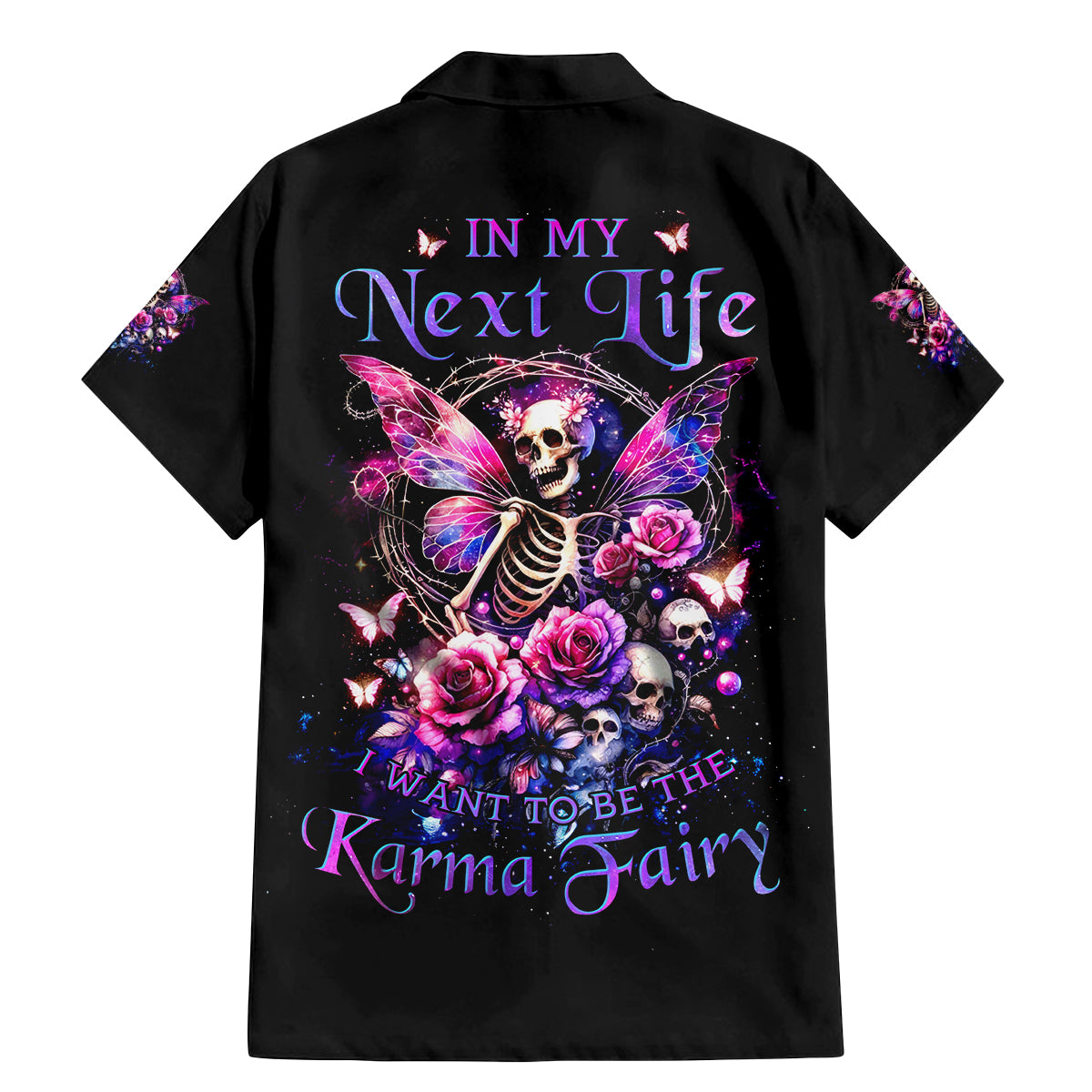 Fairy Skull Family Matching Mermaid Dress and Hawaiian Shirt In My Next Life I Want To Be The Karma Fairy - Wonder Print Shop