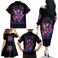 Fairy Skull Family Matching Off Shoulder Long Sleeve Dress and Hawaiian Shirt In My Next Life I Want To Be The Karma Fairy - Wonder Print Shop
