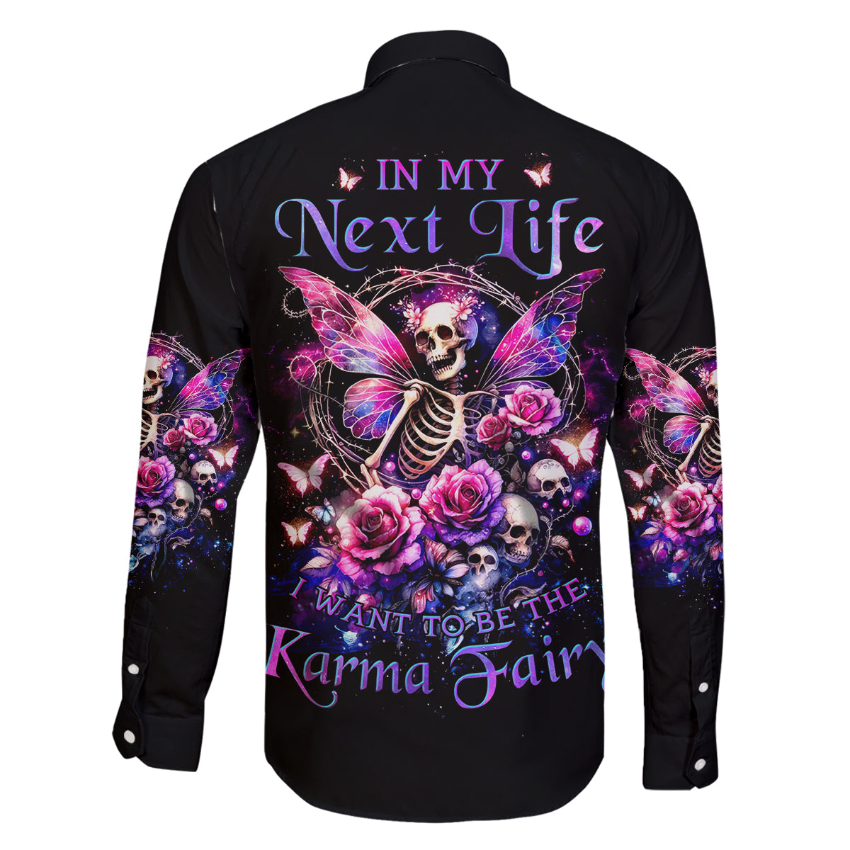 Fairy Skull Family Matching Off Shoulder Short Dress and Hawaiian Shirt In My Next Life I Want To Be The Karma Fairy - Wonder Print Shop