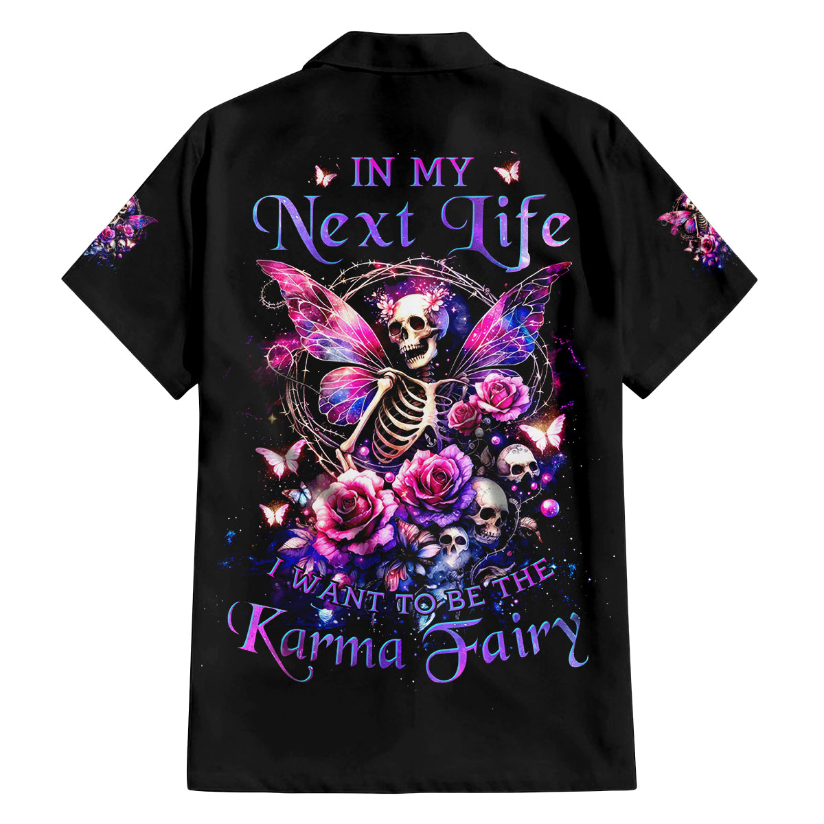 Fairy Skull Family Matching Puletasi and Hawaiian Shirt In My Next Life I Want To Be The Karma Fairy - Wonder Print Shop